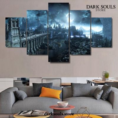 5 Pieces Dark Souls Castle Night Canvas Wall Art