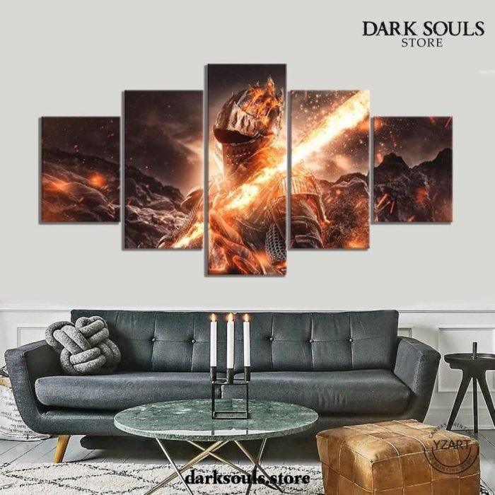 5 Pieces Dark Souls Iii Warrior Fire Canvas Wall Art