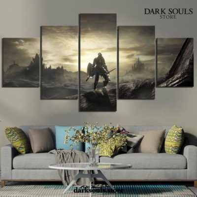 5 Pieces Dark Souls Knight Sunset Canvas Wall Art