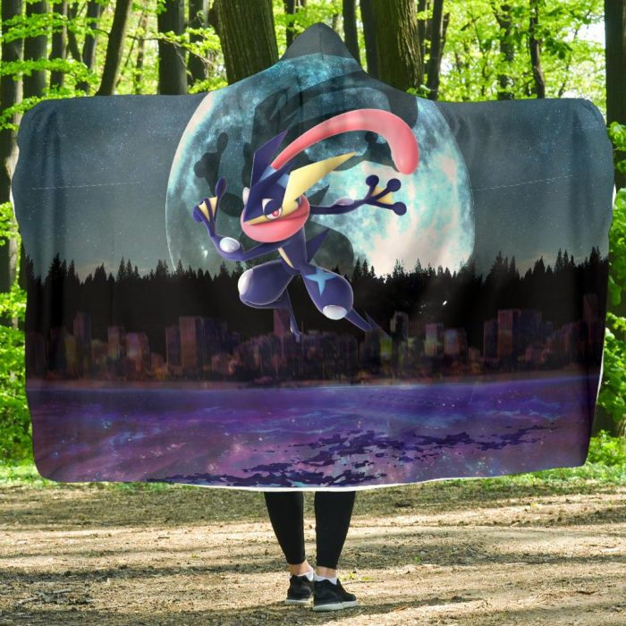 Lucid Greninja Pokemon Hooded Blanket