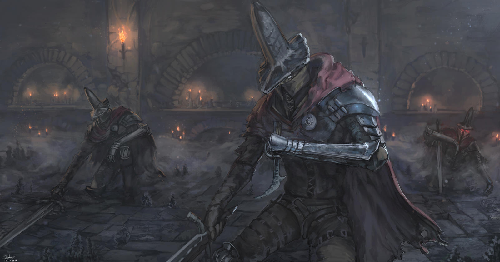 The initial flame dwindles, setting up the beginning of the story: Dark Souls