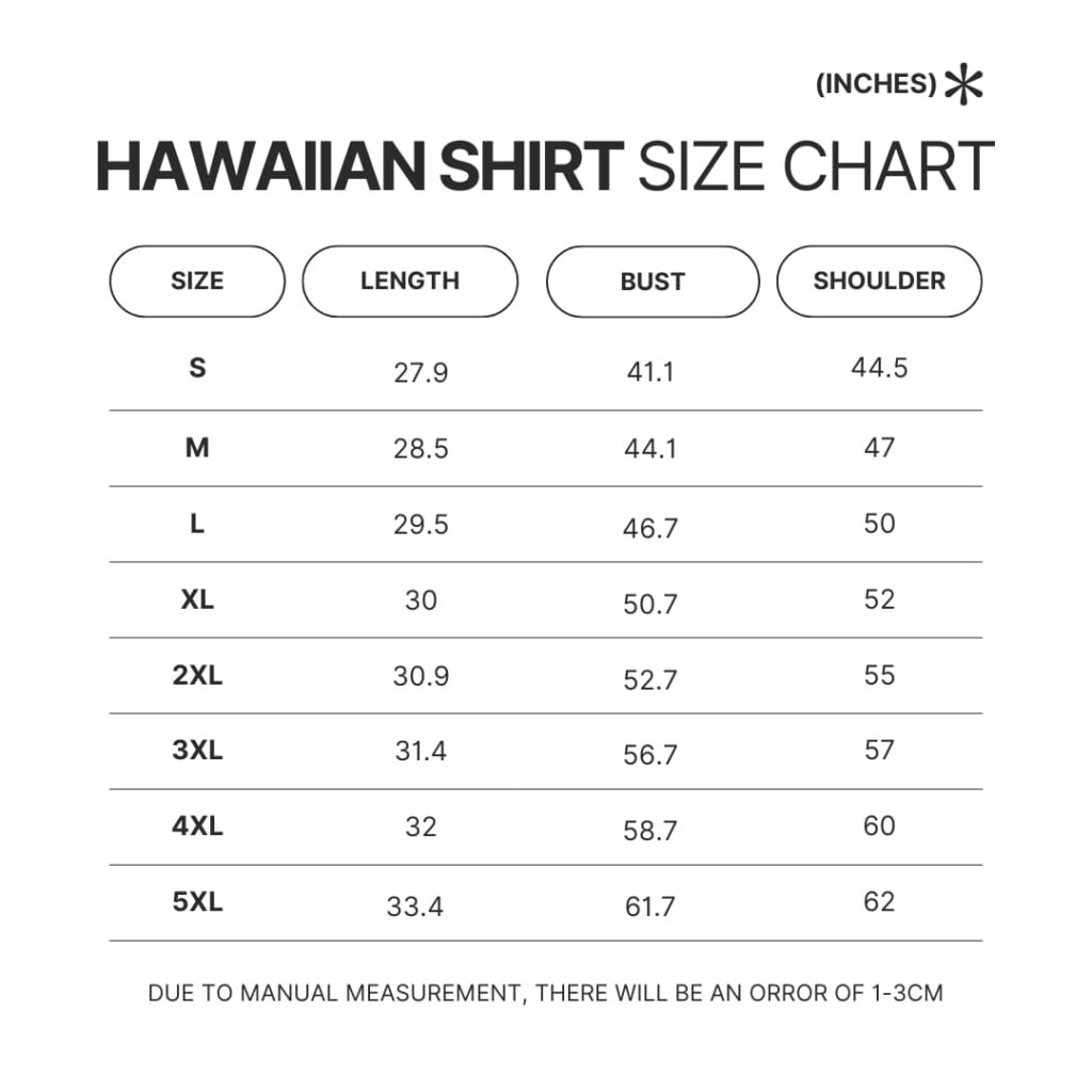 Hawaiian Shirt Size Chart 1 - Dark Souls Store